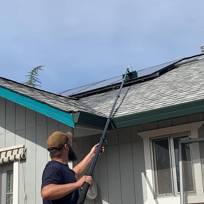 Lightweight 20 Feet Solar Panel Cleaning Brush & Pole Water Fed Pole Kit Window Cleaner & Solar Panel Cleaning System Washing Equipment Tool Solution