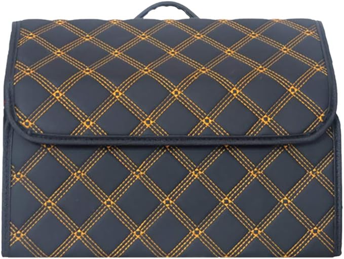 Ergocar Car Trunk Organizer Luxury Foldable Car Boot Tidy Storage Box Waterproof PU Car Boot Storage Organiser for Car/SUV/Truck/Auto (Upgrade Black-M)