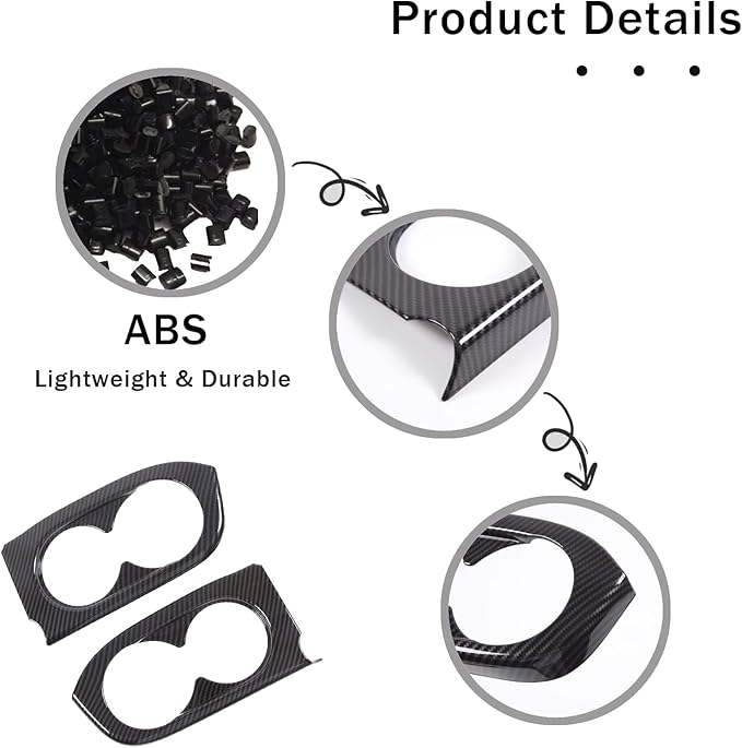 2PCS Rear Door Cup Holder Panel Frame Cover for Honda Pilot 2016-2022/ Passport 2019-2023, ABS Material Automotive 2nd Row Seat Cup Holder Cover Interior Accessories (Carbon Fiber Pattern)