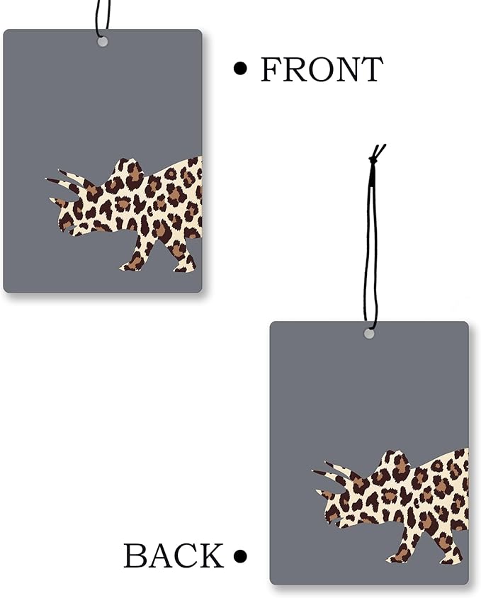 Leopard Dinosaur Car Air Freshener 4 Pcs, Retro Cheetah Print Dinosaur Hanging Scents Air Freshener for Boys Kids Gifts, Neutral Leopard Scented Car Accessories Decor for Boys Room Nursery