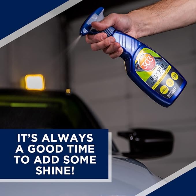 303 Products (30265 Slick Shine Ceramic Detailer - SiO2 and Carnauba Infused Ceramic Coating - Premium Ceramic Detailing Spray - Increases Shine and Gloss - Works on Paint, Glass, and Wheels - 16Oz