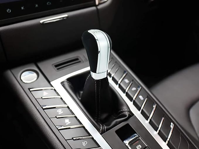 Lunsom Leather Gear Stick Knob, 5 Speed Shifting Lever Gear Knob Type R Shifter Handle Head Fit Most Transmission Manual Vehicle (Black)