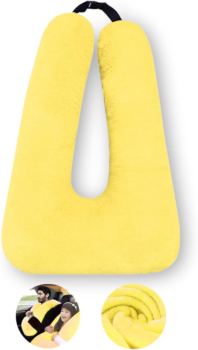 Travel Pillow, Travel Pillow for Kids, Sleeper Hold Pillow Travel, Removable U-Shaped Pillow for Adults and Children to Support Head and Body in The Back Seat of Long Car Trips (Yellow)