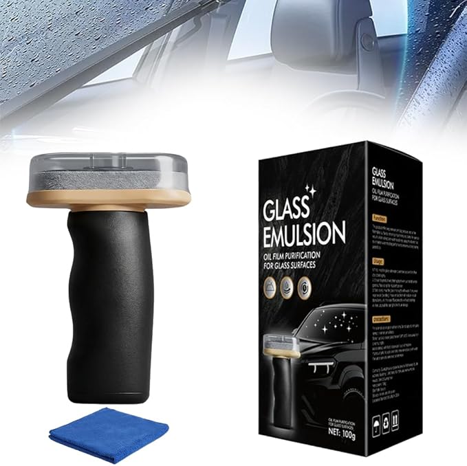 Upgrade Handheld Glass Oil-Film Remover Emulsion, 2026 Emulsion Cleaner Glass Cleaning Board for Clarity, Automotive Oil Film Cleaning Brush for Car (1 pack)