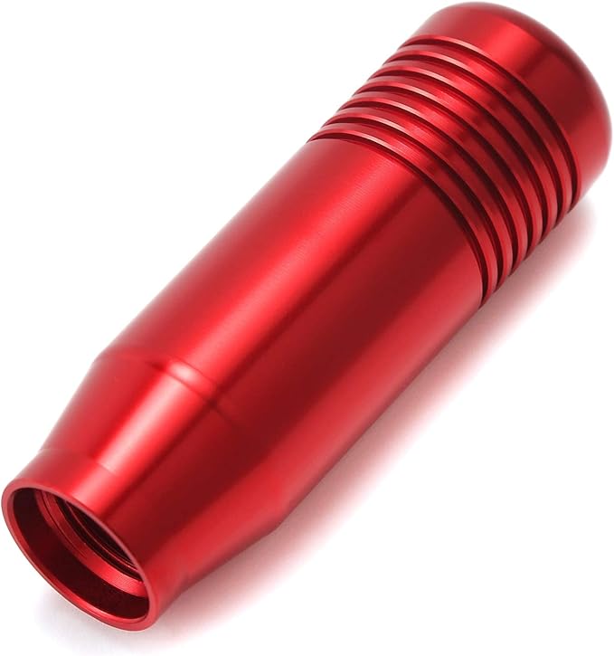 Lunsom Short Weighted Shifter Knob, Aluminum Alloy Shifter Head Lever Shifting Handle Car Gear Stick Knobs with 3 Adapters Fit Most Auto Manual Transmission Vehicle (Red)