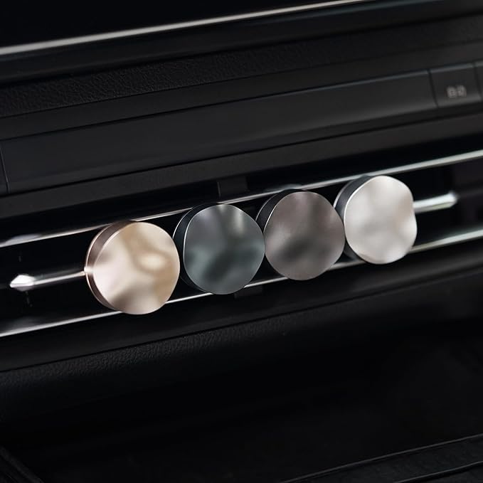 THEDOTS Gold Car Air Freshener Vent Clip, Cashmere Wood Chestnut Scent, Luxury Metal Interior Decor, Premium Holiday Gift Idea