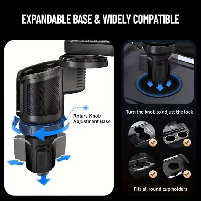 4 in 1 Car Table Tray，360° Rotation Cup Holder Tray for Car ，Mobile Phone Holder Car Cup Holder Tray ， Compatible with Vehicles, Car, Road Trip Essentials