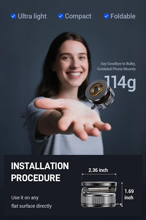 OUNIER Vacuum Magnetic Phone Holder for Car [120+LBS Strongest Suction & 3200gf Magnetic] 360° Adjustable Magsafe Car Phone Mount, Cell Phone Holders for Your Car for iPhone 17 Pro Max 16 15 14 13 12