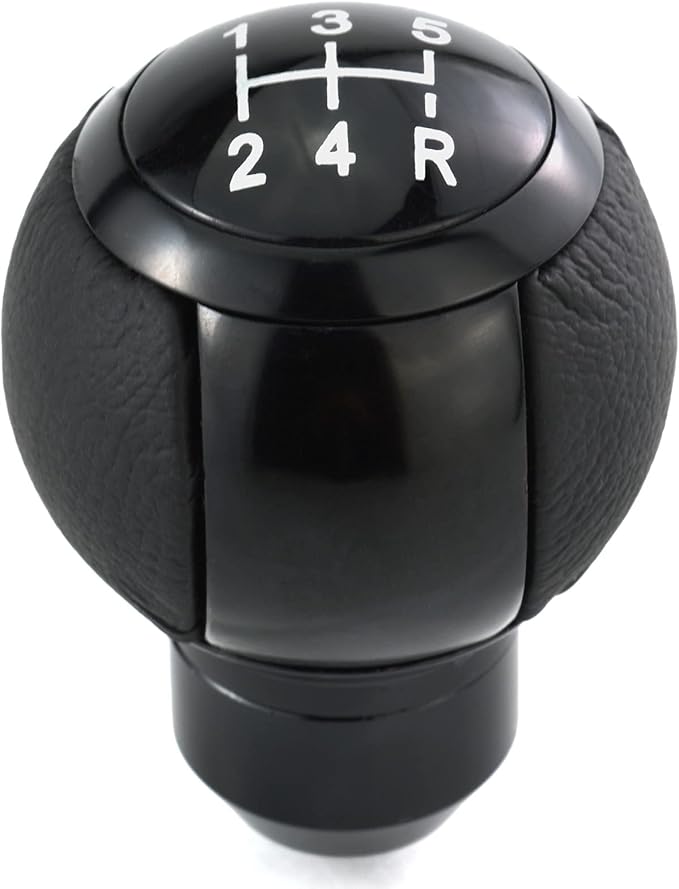 Lunsom Car Shifter Knob 5 Speed Gear Stick Head, Leather Ball Gear Shifting Knob Short Shift Lever Handle Head Fit Most Manual Transmission (Black)