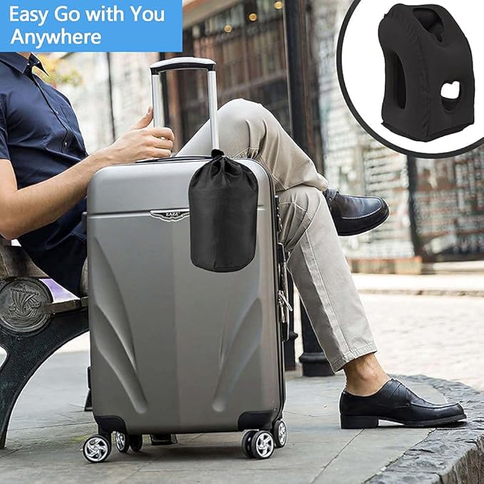 Inflatable Travel Pillows for Airplane, Blow Up Neck Pillow for Sleeping, Airplane Travel Essentials for Long Flight Support Head, Neck and Lumbar, Used for Car/Bus/Train/Office Rest, Adults Kids