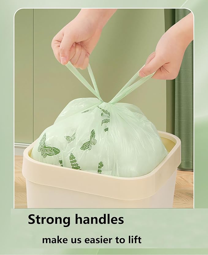 110pcs Small Trash Bags for Bathroom, Office, Kitchen,Bedroom Waste Bin 4 Gallon 1.1 Mil Thick Garbage Bags Separated Strong Rubbish Bags (Green, 110 Counts)