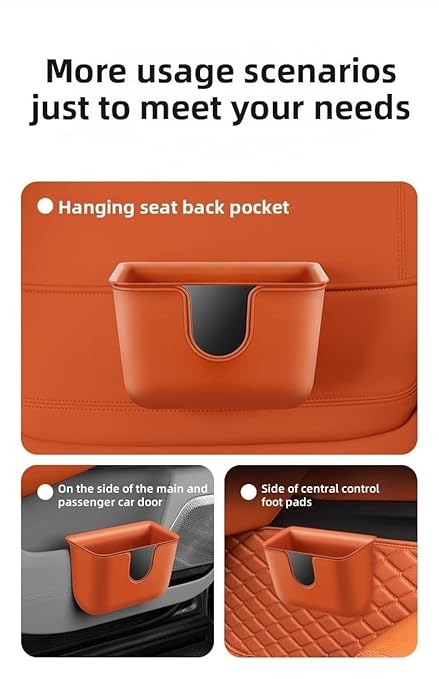 Car Trash Can Storage Pockets - 100% Leak-Proof Organizer,Car Seat Back and Door Hanging Storage,Two Levels Above and Below (Black)