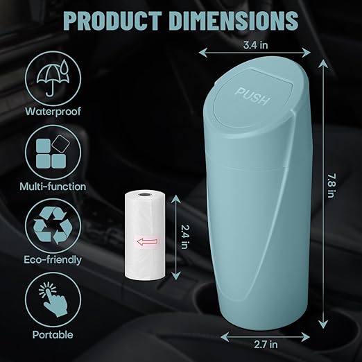 Car Trash Can Bin with Lid - Car Garbage Can Cup Holder - Dark Green Mini Leakproof Vehicle Trash Garbage Can Bin with 20pcs Trash Bags-Car Organizers and Storage for Front Back Seat Accessories