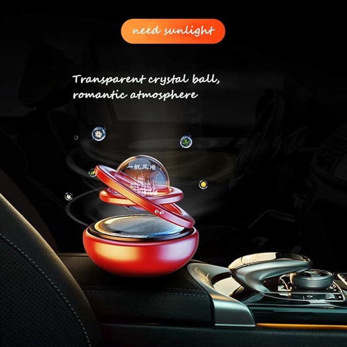 Kwak's Car Air Freshener Solar Energy Air Purifier for Car Interior Autorotation Decoration Accessories(red)