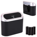 Ginsco Mini Car Trash Can with Lid, Small Car Garbage Can, Cute Leakproof ABS Car Trash Bin, Car Accessories for Interior, Garbage Bin for Car, Home, Office with 60pcs Trash Bags Black/Silver