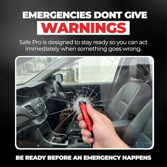 SafeProX 2 in 1 Emergency Escape Tool, Life Saving Car Window Breaker & Seatbelt Cutter - Car Window Hammer for Quick Accident Aid & Safety on The Go with Seat Belt Cutter. (Pack of 2)
