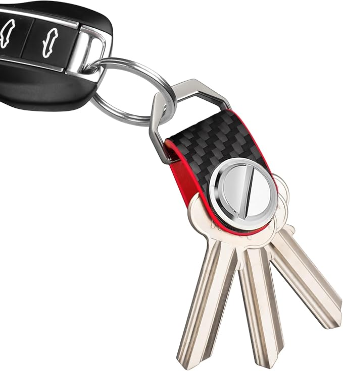 T-carbon Key Organizer, Compact Key Holder, Minimalist Silent Keychain for Men & Women,Expandable Key Case Holds Up to 8 Keys
