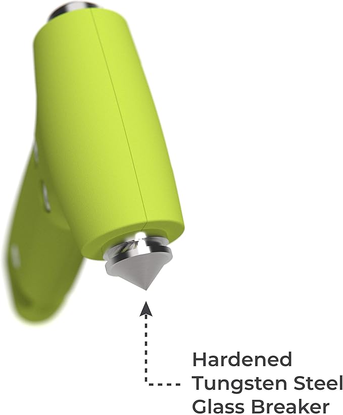 Swiss Safe Durable 5-1 Car Safety Hammer Window Breaker Breaker Tool w/Seatbelt Cutter - Emergency Escape Glass Hammer - Truck, Car Safety Essentials & Accessories - Glow, 2 Pack