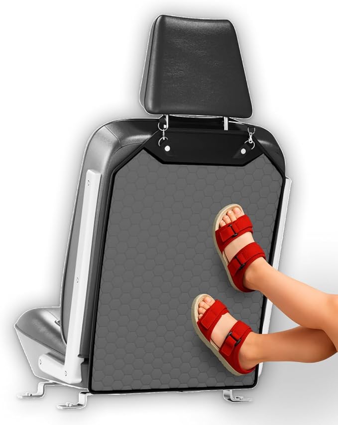 Owleys Kick Mat Back Seat Protector - Car Back Seat Cover for Kids Feet - Waterproof & Sturdy Protector for Upholstery from Dirt, Mud, Scratches and Stain (Gray)