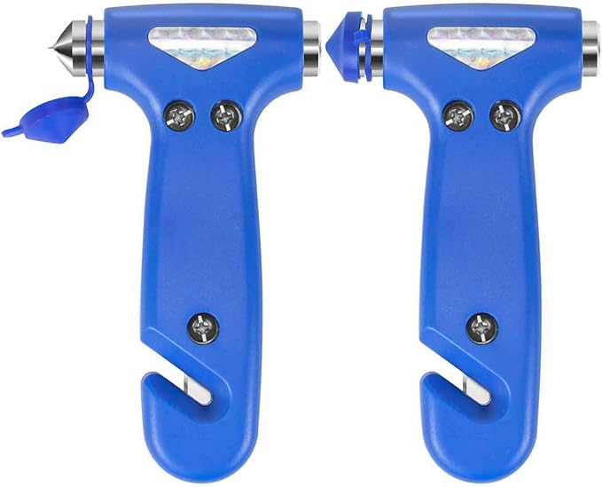 2-Pack Car Safety Hammer Seatbelt Cutter, Auto Emergency Escape Hammer with Window Glass Breaker and Seat Belt Cutter, Striking Red Escape Tool for Car Accidents