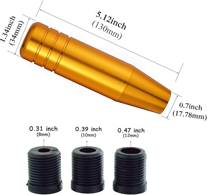 Abfer 5" Heavy Weighted Shifter Knob, Aluminum Alloy Car Gear Lever Stick Shift Handle Fit Most Automatic Manual Vehicle (Gold)