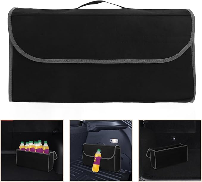 Foldable Felt Car Trunk Organizer with Strong Strap Portable Vehicle Storage Bag for Groceries Cleaning Supplies Sporting Equipment