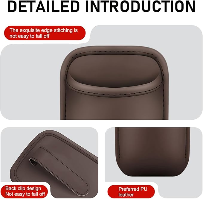 Car Door Cup Holder, Leather Backseat Cup Holder for Car, Multifunctional Clip On Storage Box for Beverage Phones Keys Snacks, Universal Storage Organizer Accessory (Brown)