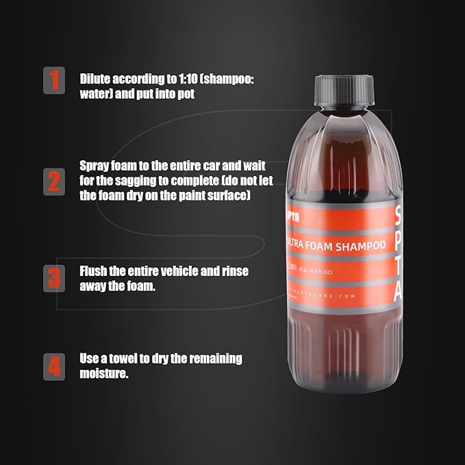 SPTA Car Wash Kit, Clean & Car Wash Kit (9 Items, Including 2-16oz. Car Wash Shampoo, 1Pc Microfiber Mitts,1Pc Red Car Wash Sponge, 2Pcs 16"x16" Microfiber Detail Towels and 3Pcs Car Detail Brush