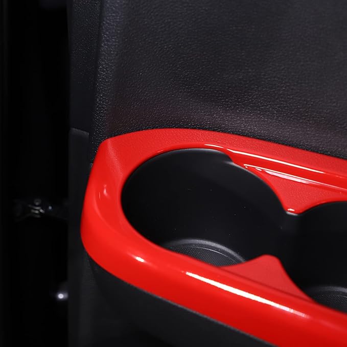 2PCS Car Rear Door Cup Holder Panel Frame Cover for Honda Pilot 2016-2022/ Passport 2019-2023, ABS Material Automotive 2nd Row Seat Cup Holder Cover Interior Accessories (Sport Red)