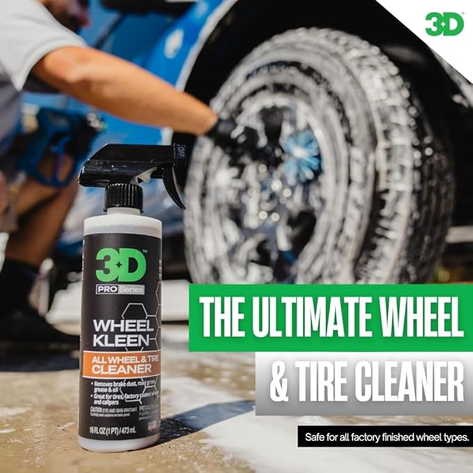 3D Wheel Kleen - High-Foaming Wheel & Tire Cleaner, Removes Brake Dust, Road Grime & Grease, Safe for All Factory Wheels & Calipers, Professional-Grade, 16oz