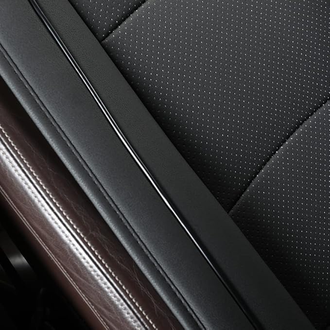 1pcs Luxury Car Seat Backrest Protector Cover Car Interior PU Leather Car Seat Cover Universal Anti-Slip Seat Cover (Black Backrest)