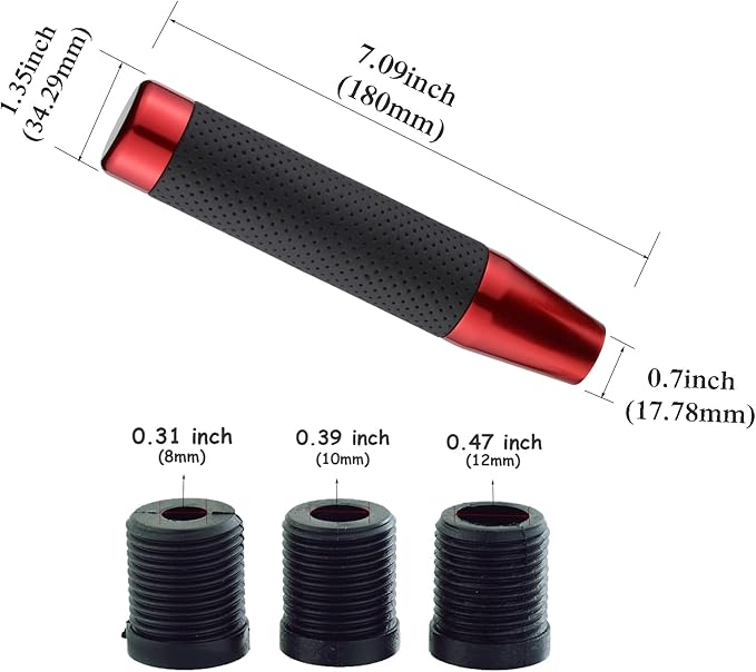 Abfer Tall Shift Knob Car Long Shifting Head Replace Weighted Gear Stick Shifter Knob Extension Fit Most Manual Automatic Transmission Vehicle, Red