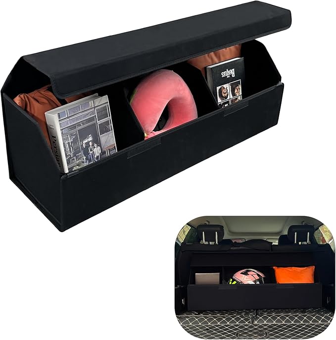 Car Trunk Organizer for Honda CRV - Luxury Deerskin Suede | Collapsible & Anti-Slip Storage Bin with Multiple Compartments | Perfect for Road Trips, Camping, Family Travel