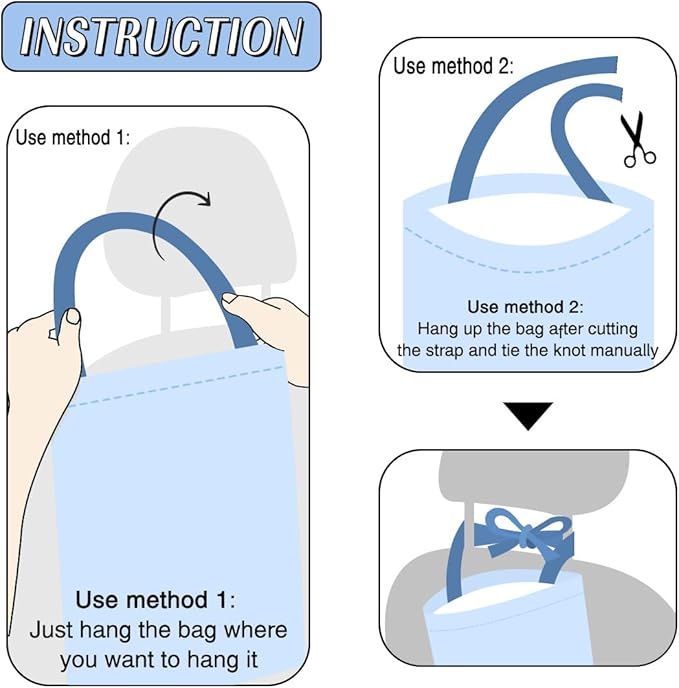 Boho Floral Car Trash Bags - Hanging, One-handed Strap, Cute Printed, Small Garbage Bags for Car Back Seat Accessories