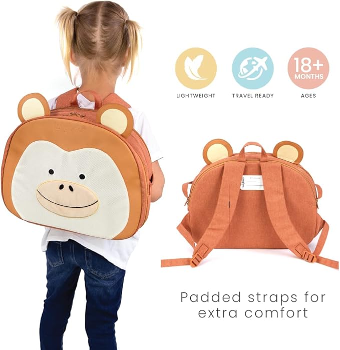 Lulyboo Toddler Car Seat Tray & Backpack - Multipurpose Travel Lap Desk with Built-in Cup Holder, 8 Storage Pockets, Waterproof Cover, Animal Unicorn Design, Inflatable Airplane & Car Travel Accessory