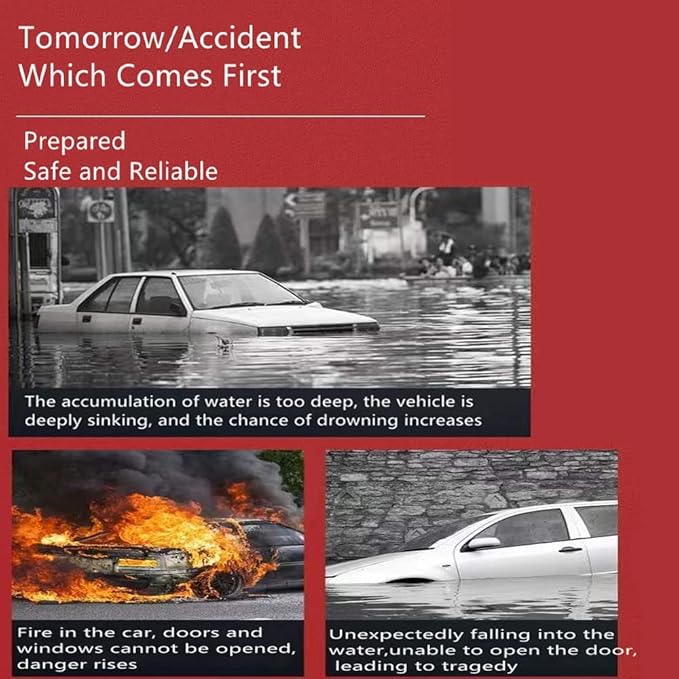 HHXS 2 Pack Car Safety Hammer Emergency Escape Tool One Second Window Breaker Seatbelt Cutter Car Glass Breaker Life-Saving Emergency Artifact-(Black)