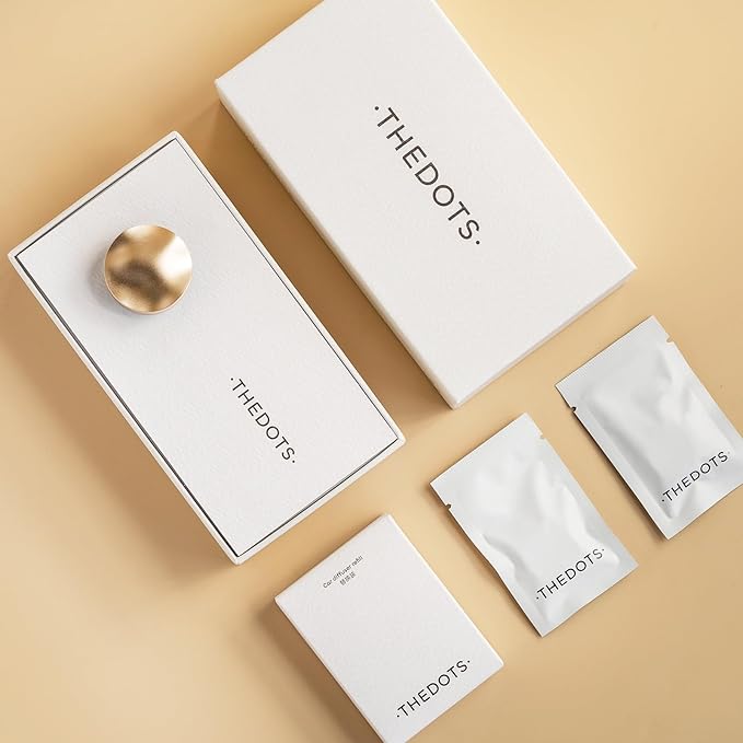 THEDOTS Gold Car Air Freshener Vent Clip, Cashmere Wood Chestnut Scent, Luxury Metal Interior Decor, Premium Holiday Gift Idea