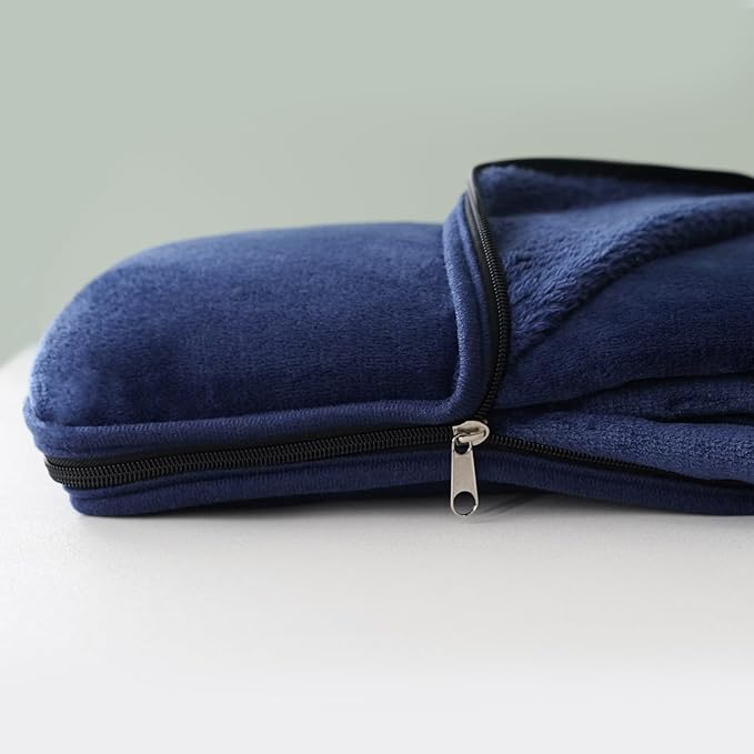Travel Blanket Pillow, Soft Airplane Blanket 2-in-1, Travel Blanket Airplane Compact with Bag, Travel Essentials Accessories for Plane and Car,60x40 Navy