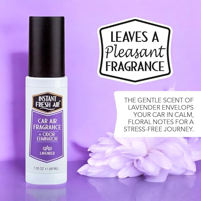 2-Pack: Dual-Action CAR AIR Freshener Lavender - Instantly Eliminates Odors from Smoke, Food, Pets, Must and more in 2 Seconds, For Commuters, Pet Owners, Rideshare Drivers,1.35 Oz - INSTANT FRESH AIR