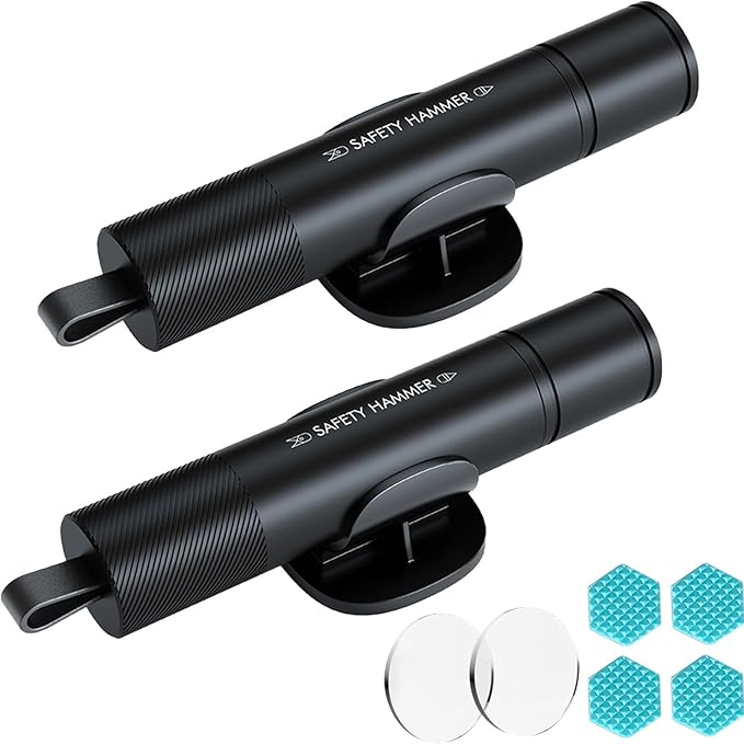 Car Window Breaker Tool, 2-in-1 Window Breaker Seatbelt Cutter, Emergency Glass Breaker and Spring Loaded Auto Escape Tool，Car Accessories