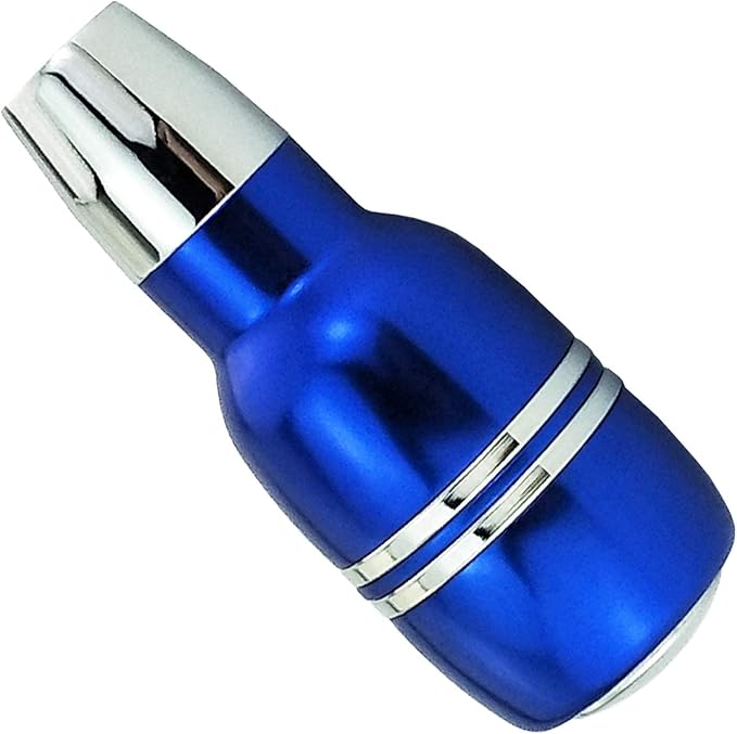Lunsom Weighted Shifter, Leather Aluminum Alloy Long Shift Knob Stick Handle Shifting Lever Head Gear Knob Fit for Most Manual Transmission Vehicles (Blue)