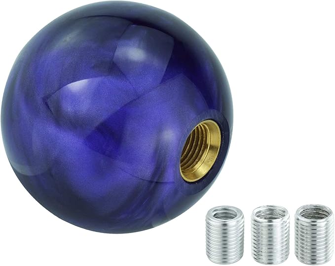 Lunsom Round Shift Knob, Ball Shape Gear Shifter Lever Head Shift Ball Car Stick Handle Fit Most Automatic Manual Transmission Vehicle (M8x1.25, Purple)