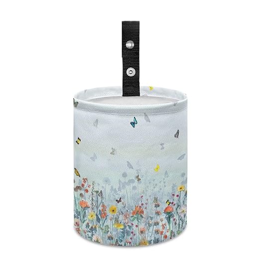 Wild Floral Pattern Cute Car Trash Bag, Hanging Car Organizer and Storage Bag, Trash Bin for Car Accessories, Vehicle, Travelling, Camping