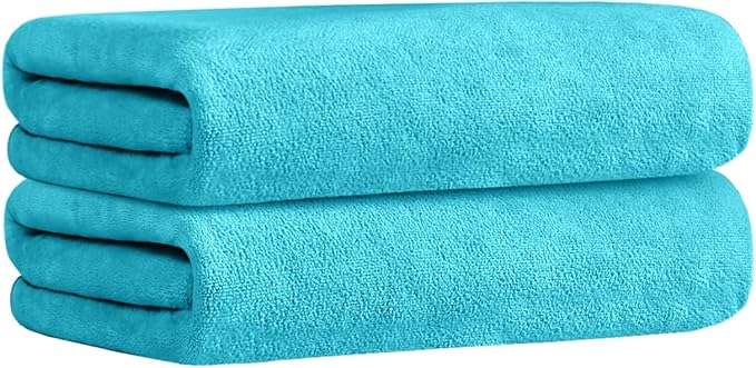 JML Bath Towel, Microfiber Towel Sets 2 Pack (30" x 60") - Large Size, Extra Absorbent, Quick Drying, Multipurpose Use as Bath Fitness Towel, Sports Towels, Yoga Towel, Aquamarine