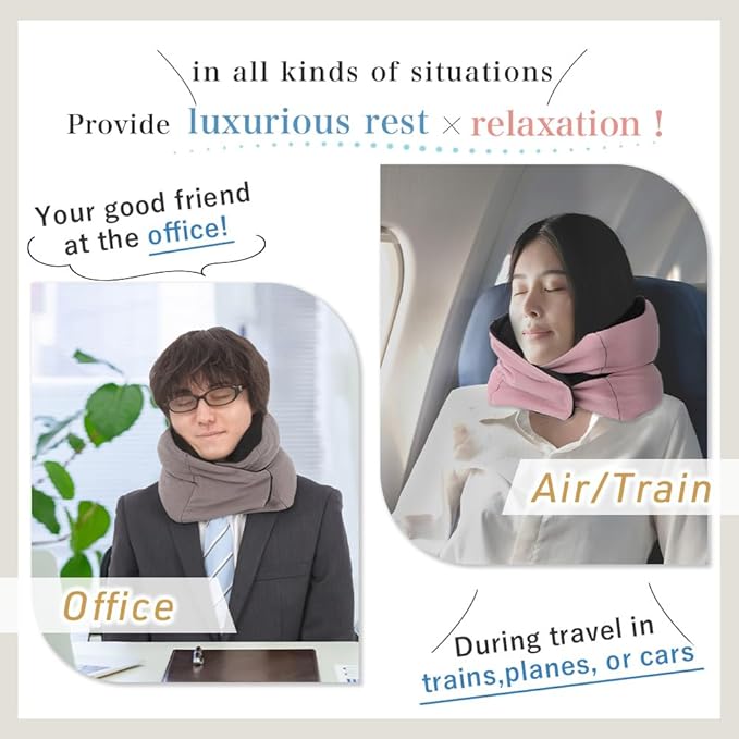 Riverland Travel Pillow Neck Pillow Strong Support Easy to Carry Compact Designed in Japan Useful in Office naps Airplane car Train for Sleeping (Navy)