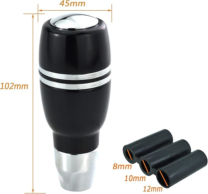 Lunsom Weighted Shifter, Aluminum Alloy Long Shift Knob Stick Handle Shifting Lever Head Gear Knob Fit for Most Manual Transmission Vehicles (Black)