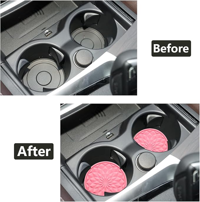 Car Cup Coaster, Universal Automotive Waterproof Non-Slip Cup Holders Sift-Proof Spill Holder Car Interior Accessories 4 Pack Pink