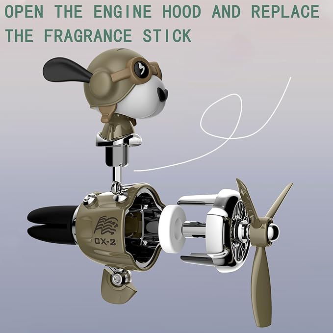 Pilot Car Air Freshener, Cute Dog Car Vent Clip Air Freshener Automotive Air Outlet Fan Diffuser, Automotive Interiors Vent Decoration (Shake Head Style - Dog)