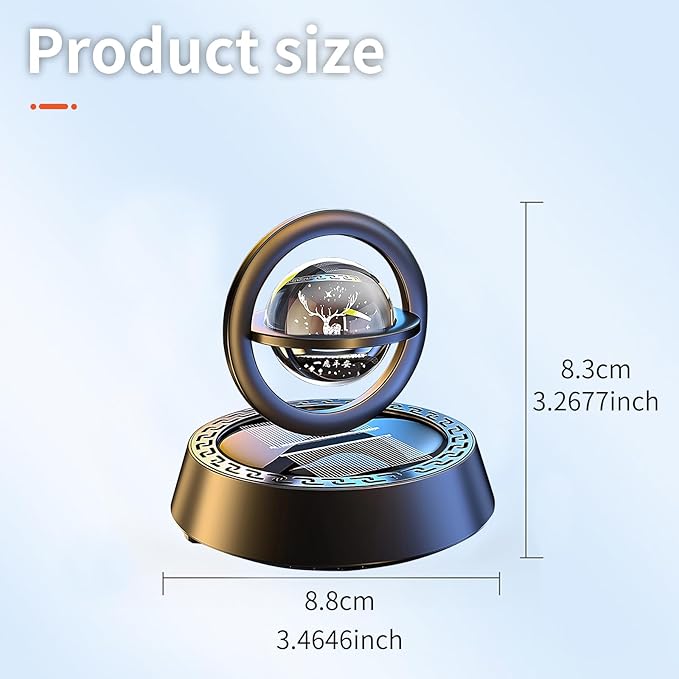 Kwak's Car Air Freshener Solar Energy Rotating Refillable Air Purifier for Car Interior Dashboard Autorotation Decoration Accessories (Black-1)