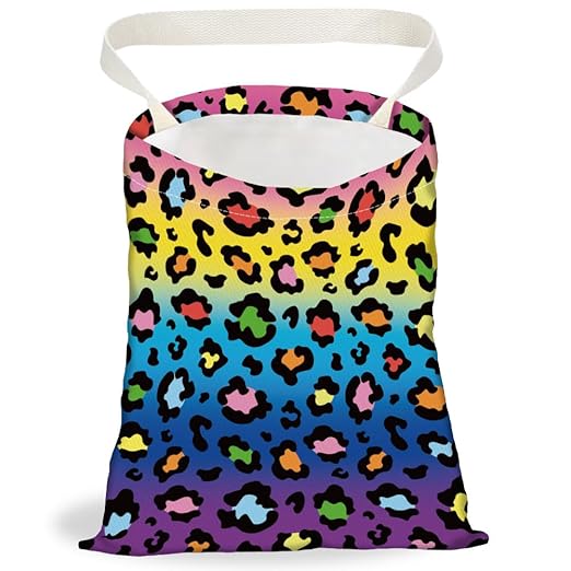 Colorful Leopard Print Car Trash Bag Hanging Garbage Bag with Snap Buttons Car-Back Seat Trash Storage Portable Dustbin for Men Women Car Interior Accessories Travel Camping